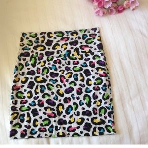 5,7,9 RAINBOW LEOPARD PRINT FITTED STRETCH SKIRT S
